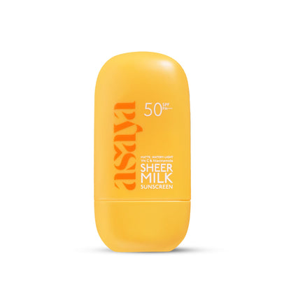 ASAYA Sheer Milk Sunscreen SPF 50 PA++++ 50ml with Vitamin C & Niacinamide, Water-Based Matte Fluid