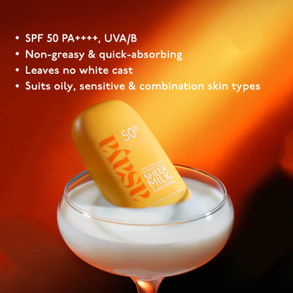 ASAYA Sheer Milk Sunscreen SPF 50 PA++++ 50ml with Vitamin C & Niacinamide, Water-Based Matte Fluid - packaging