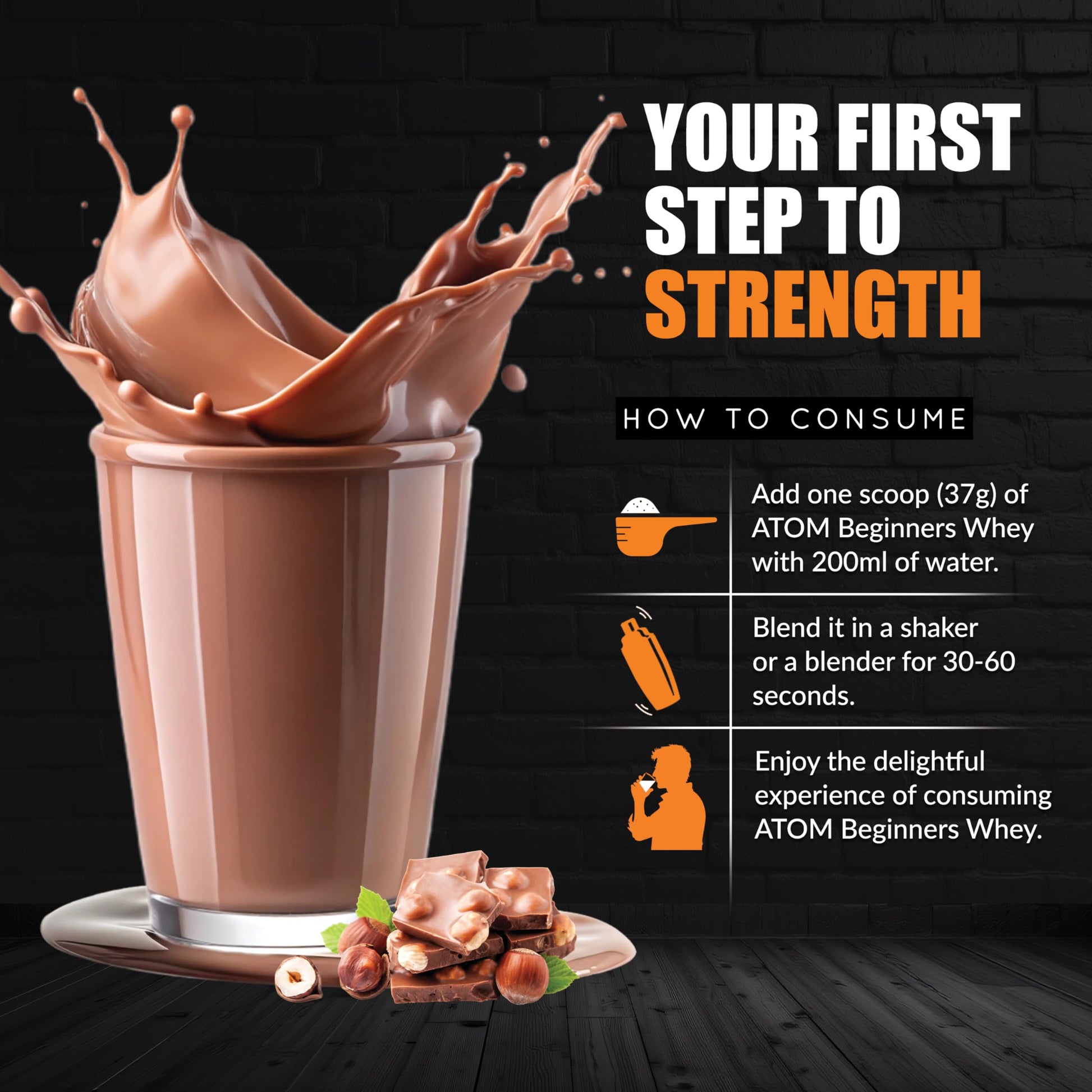 Asitis Nutrition ATOM Beginners Whey Protein Powder with DigeZyme Enzymes, Adult Supplement - in use