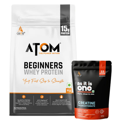 Asitis Nutrition ATOM Beginners Whey Protein Powder with DigeZyme Enzymes, Adult Supplement (15)