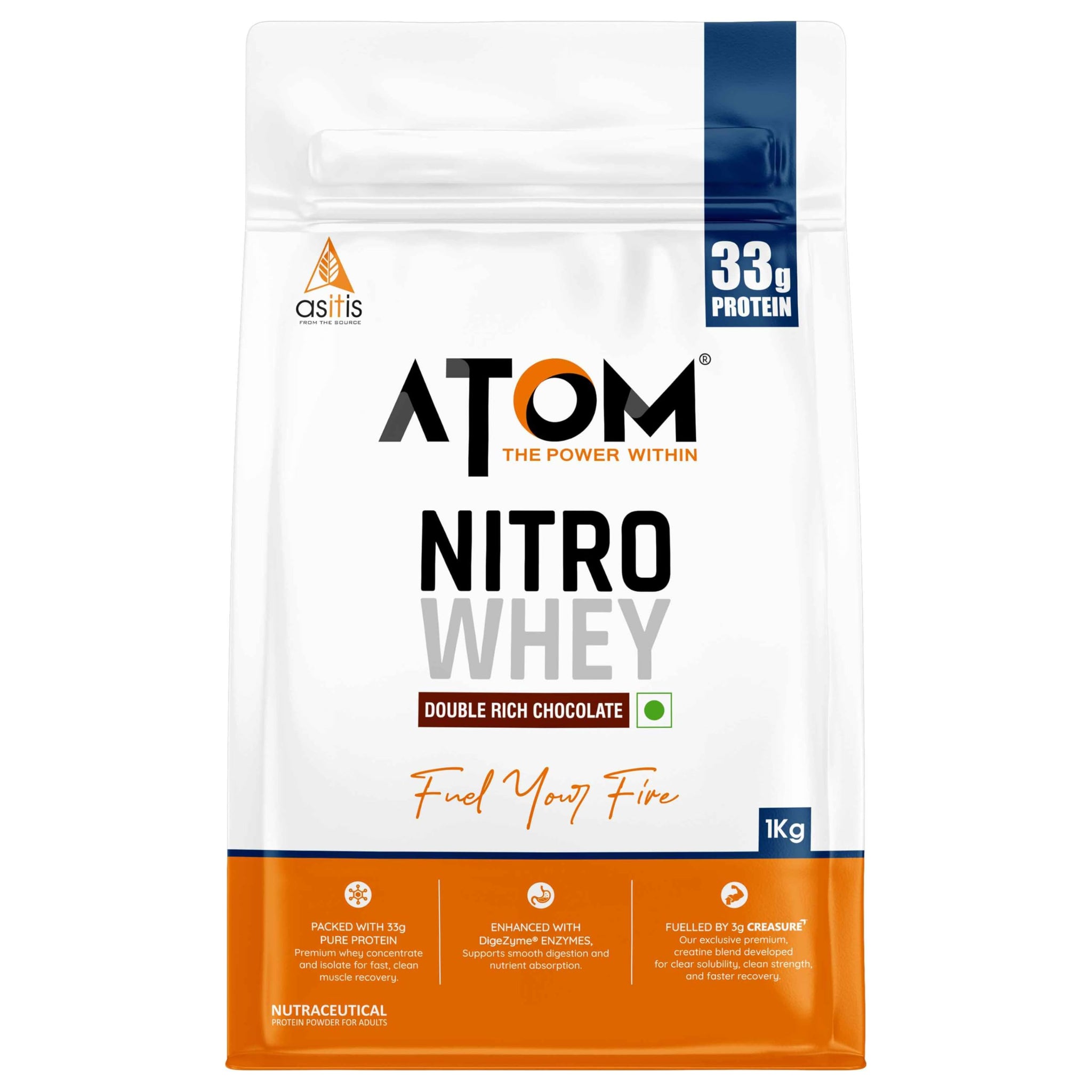 Asitis Nutrition ATOM Nitro Whey Protein Supplement Powder with Creatine and Digestive Enzymes (5)