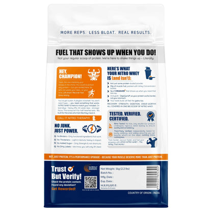 Asitis Nutrition ATOM Nitro Whey Protein Supplement Powder with Creatine and Digestive Enzymes - size and scale (7)