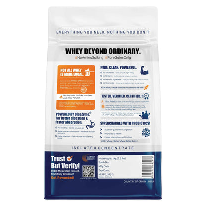 Asitis Nutrition Atom Whey Protein Powder, 27g Protein Per Serving, Isolate & Concentrate Blend, Digestive Enzymes, Labdoor C