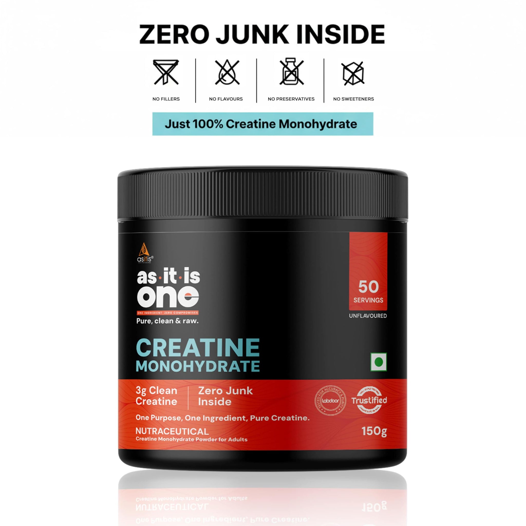 Asitis Nutrition Creatine Monohydrate Unflavoured Micronized Powder Dietary Supplement - ingredients panel (22)