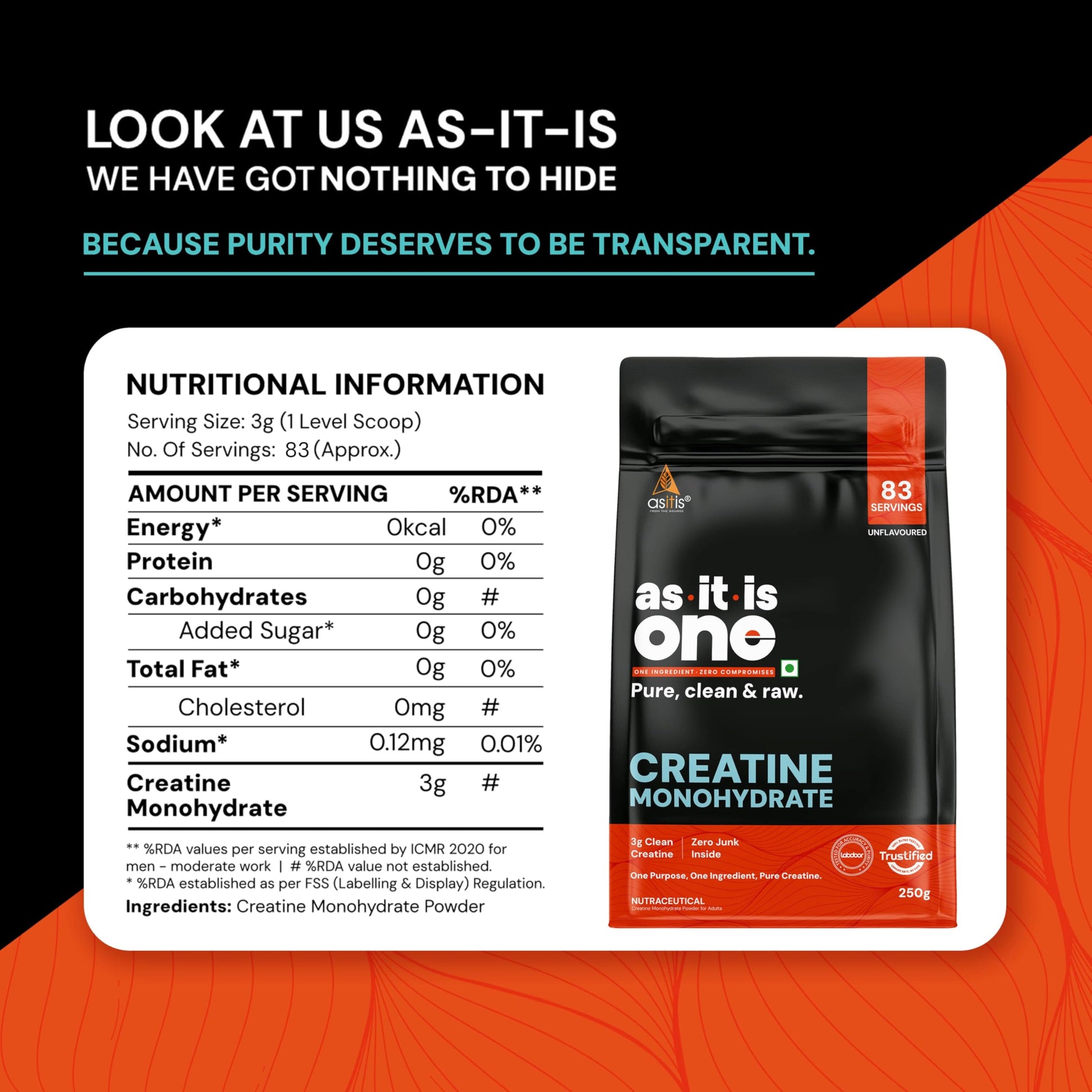Asitis Nutrition Creatine Monohydrate Unflavoured Micronized Powder Dietary Supplement - back view (28)