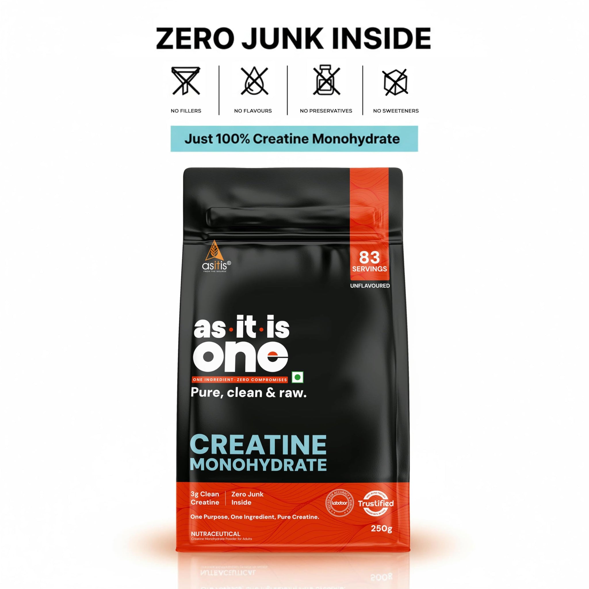 Asitis Nutrition Creatine Monohydrate Unflavoured Micronized Powder Dietary Supplement - close-up detail (32)