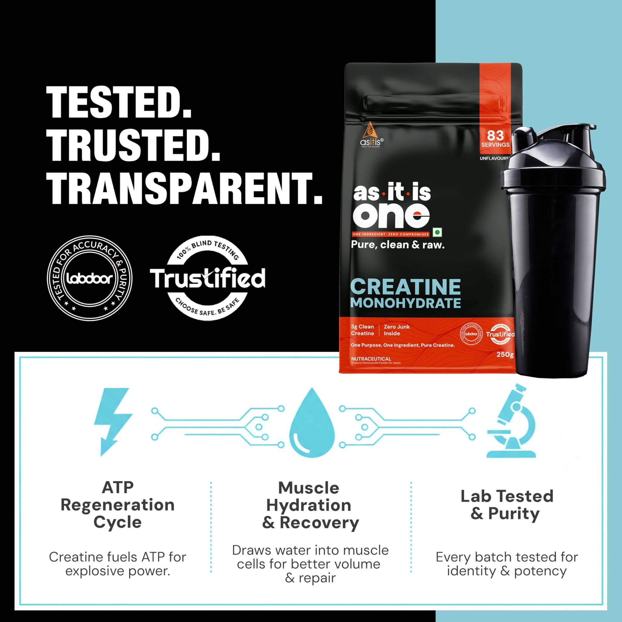 Asitis Nutrition Creatine Monohydrate Unflavoured Micronized Powder Dietary Supplement - in use (33)