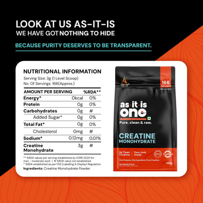 Asitis Nutrition Creatine Monohydrate Unflavoured Micronized Powder Dietary Supplement - back view (37)