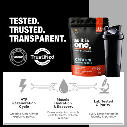 Asitis Nutrition Creatine Monohydrate Unflavoured Micronized Powder Dietary Supplement - packaging