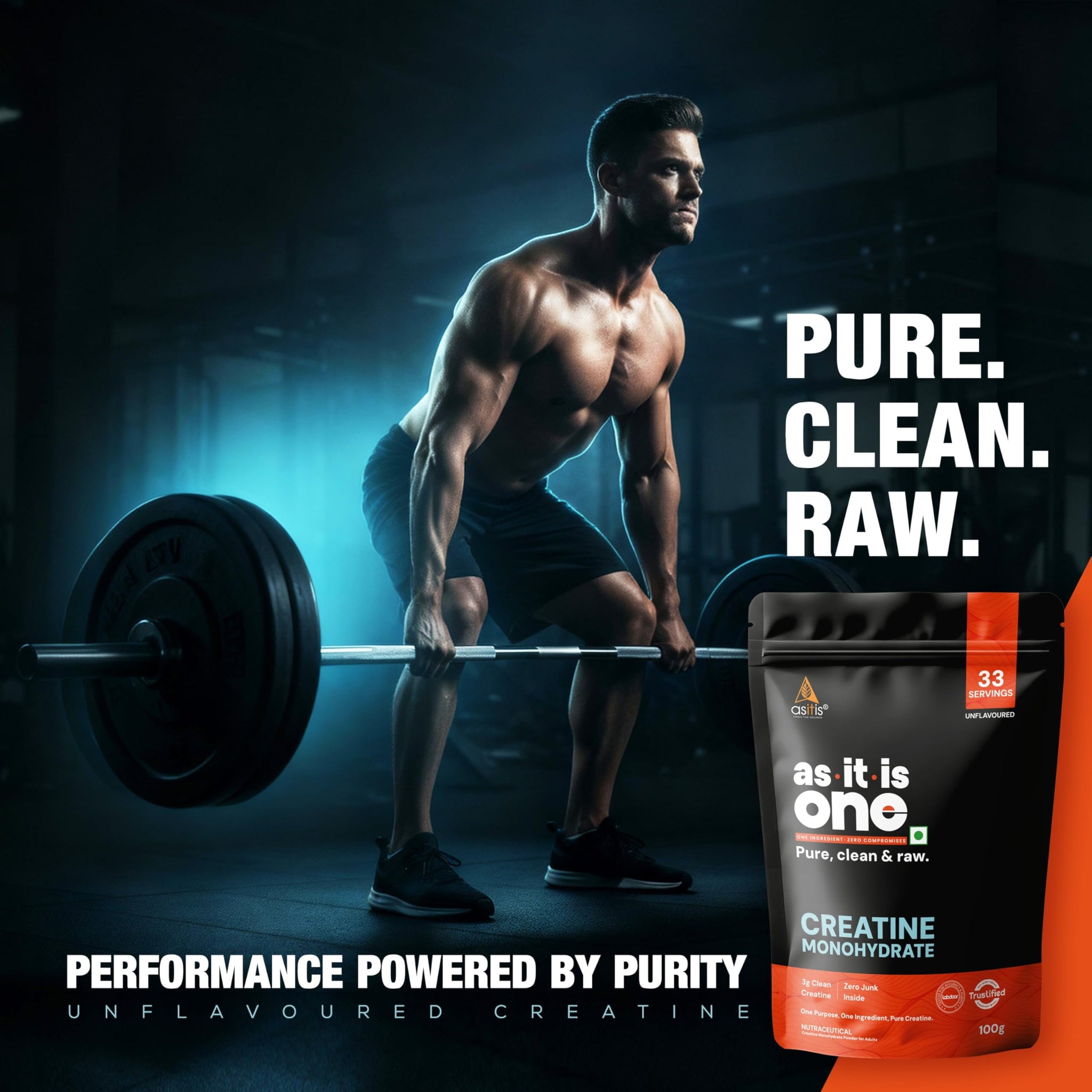Asitis Nutrition Creatine Monohydrate Unflavoured Micronized Powder Dietary Supplement - label detail