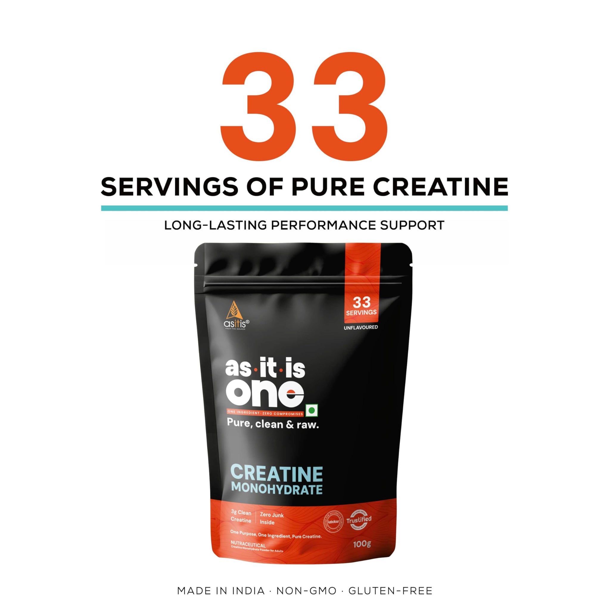 Asitis Nutrition Creatine Monohydrate Unflavoured Micronized Powder Dietary Supplement - close-up detail