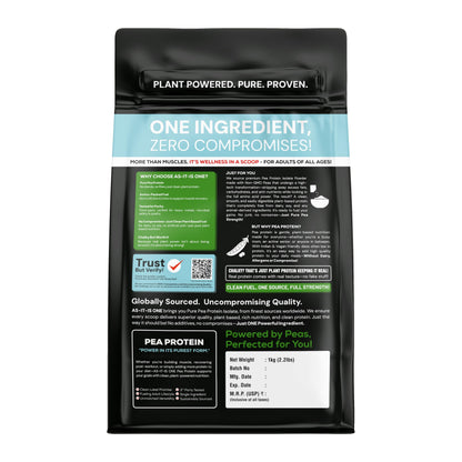 Asitis Nutrition ONE Pea Protein Isolate, Unflavoured, Plant Based, 29g Protein, Non-GMO, Single Ingredient - ingredients pan
