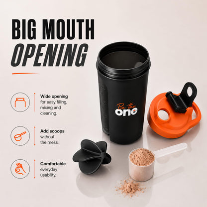 Asitis Nutrition One Shaker 400ml BPA Free Leak Proof Food Grade Plastic Sports Bottle with Mixer Ball - back view