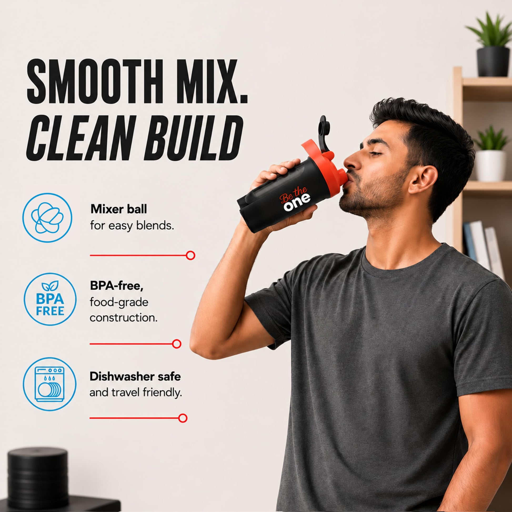 Asitis Nutrition One Shaker 400ml BPA Free Leak Proof Food Grade Plastic Sports Bottle with Mixer Ball - packaging