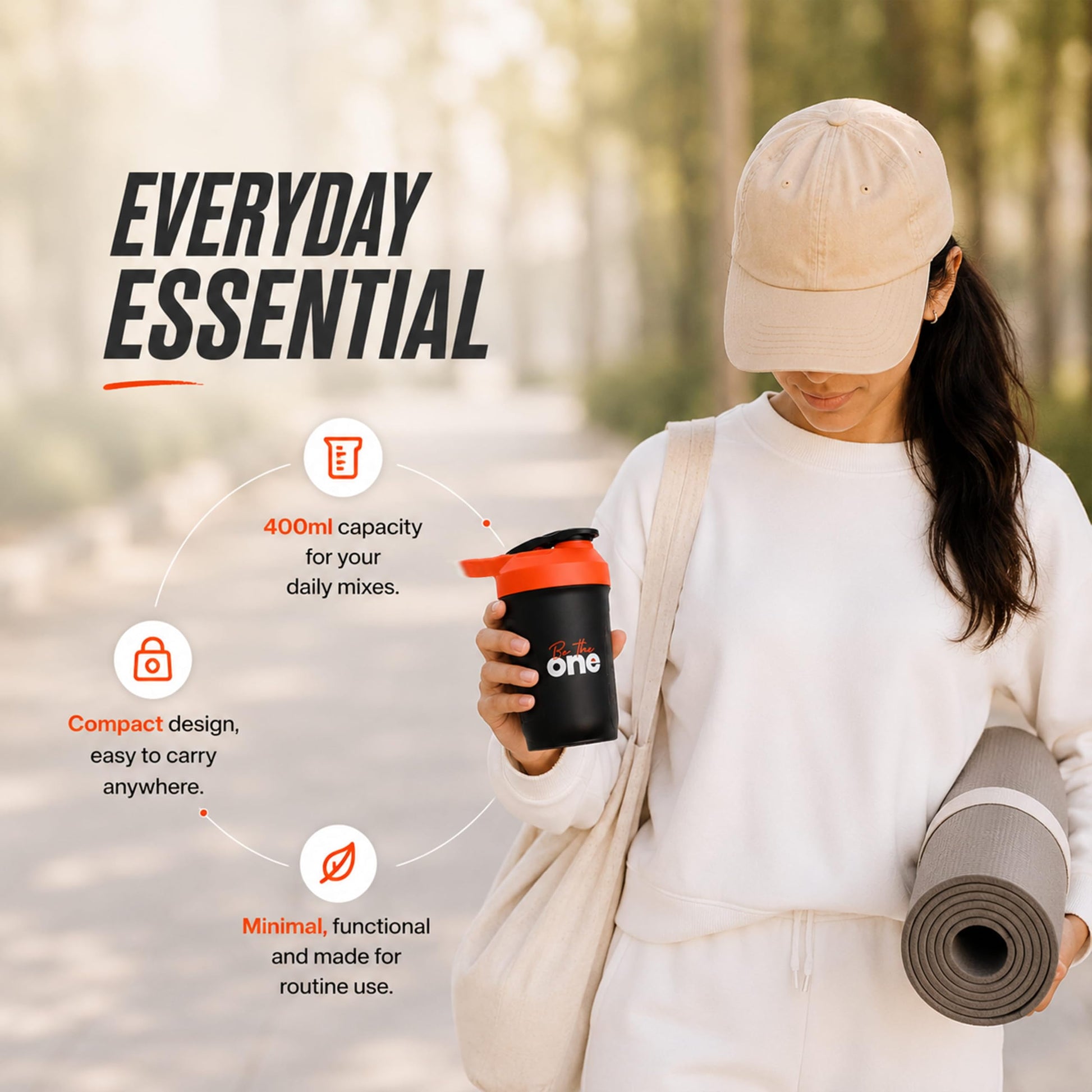 Asitis Nutrition One Shaker 400ml BPA Free Leak Proof Food Grade Plastic Sports Bottle with Mixer Ball - close-up detail