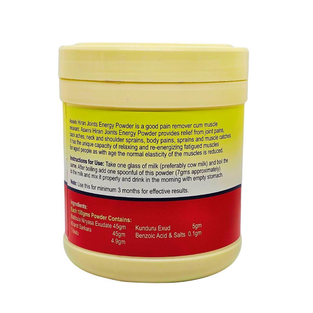 Aswini Hiran Joint Energy Powder, Ayurvedic Herbal Powder, Vegetarian, Made in India - front view