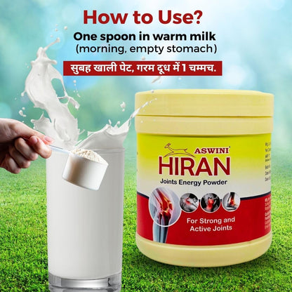 Aswini Hiran Joint Energy Powder, Ayurvedic Herbal Powder, Vegetarian, Made in India - packaging