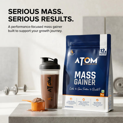 ATOM PWR Mass Gainer by Asitis Nutrition, 1 Kg, 13 Servings, 5:1 Carb-Protein Ratio, Double Rich Chocolate, Unisex Nutritiona