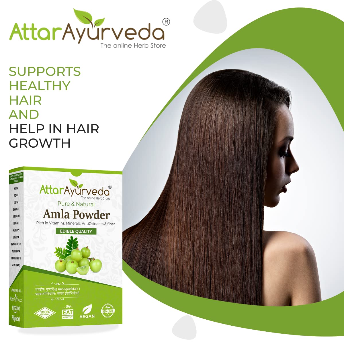 ATTAR AYURVEDA Amla Powder, Pure Herbal Powder, for Hair and Skin Care - packaging (10)