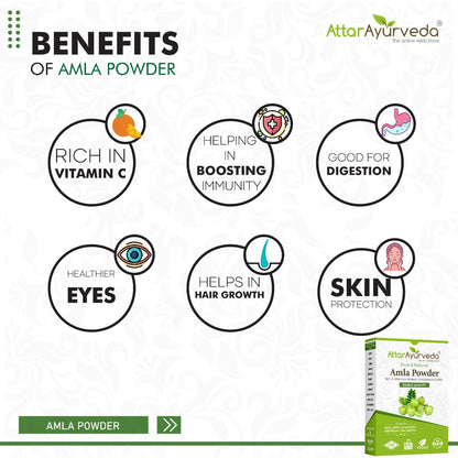 ATTAR AYURVEDA Amla Powder, Pure Herbal Powder, for Hair and Skin Care - ingredients panel (12)