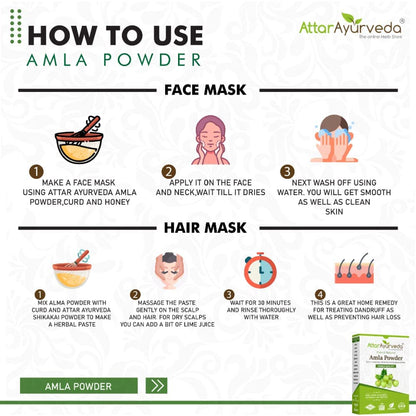 ATTAR AYURVEDA Amla Powder, Pure Herbal Powder, for Hair and Skin Care - close-up detail (13)