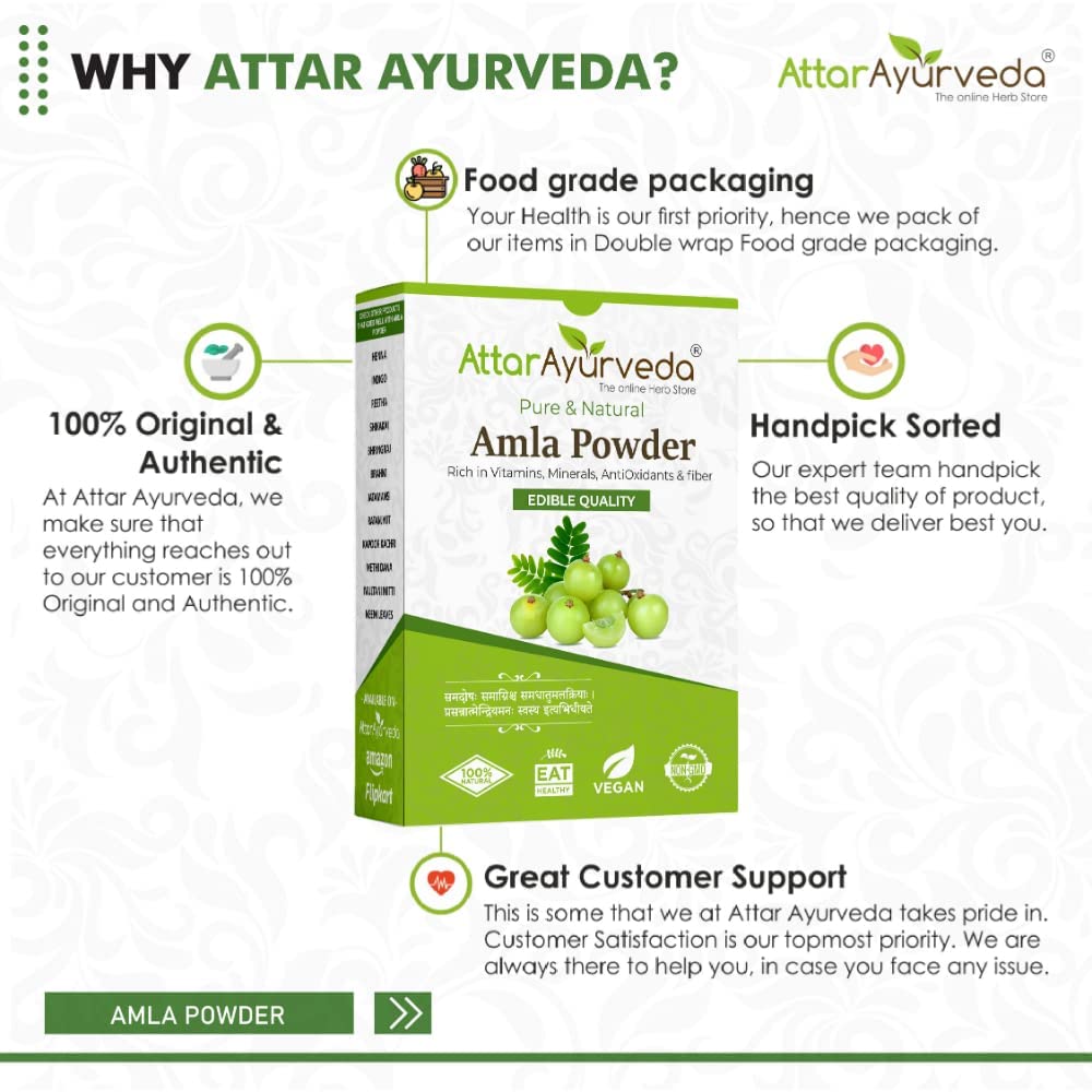 ATTAR AYURVEDA Amla Powder, Pure Herbal Powder, for Hair and Skin Care - in use (14)