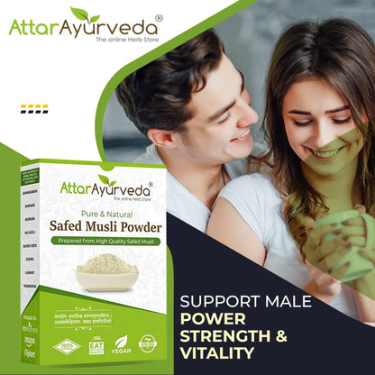 Attar Ayurveda Safed Musli Powder, Traditional Herbal Supplement, Preservative-Free, Non-GMO, No Artificial Additives - packa