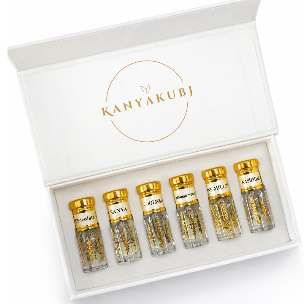 AttarKannauj Kanyakubj Kannauj Attar Gift Set for Men, 5 x 3ml Alcohol-Free Roll-On, Modern Fragrance Collection