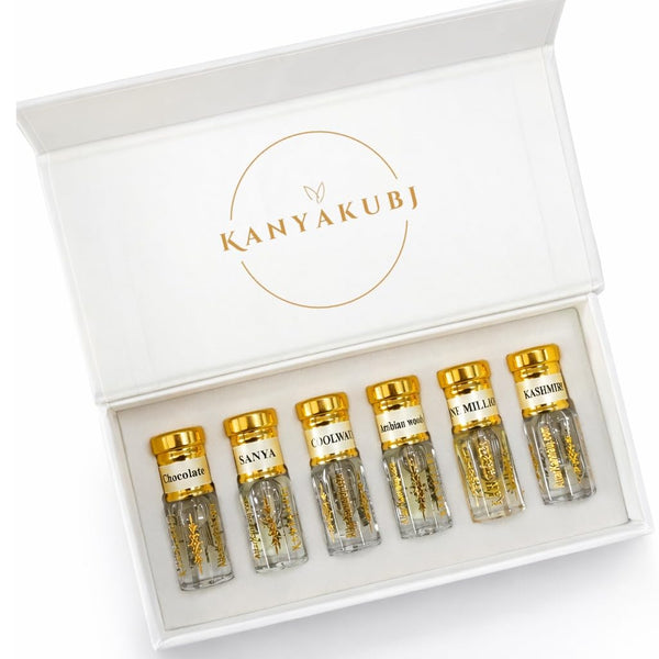 AttarKannauj Kanyakubj Kannauj Attar Gift Set for Men, 5 x 3ml Alcohol-Free Roll-On, Modern Fragrance Collection