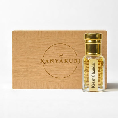 AttarKannauj Kesar Chandan Attar Roll-On, Unisex Saffron-Sandalwood Blend - back view
