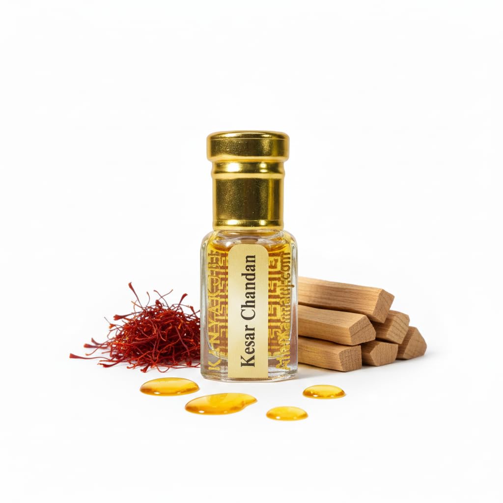 AttarKannauj Kesar Chandan Attar Roll-On, Unisex Saffron-Sandalwood Blend - packaging