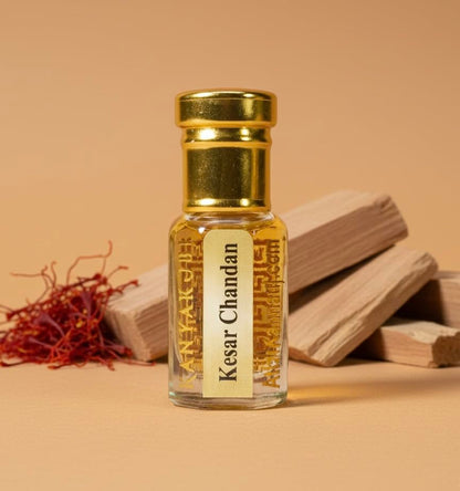 AttarKannauj Kesar Chandan Attar Roll-On, Unisex Saffron-Sandalwood Blend - label detail