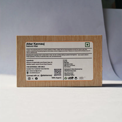 AttarKannauj Kesar Chandan Attar Roll-On, Unisex Saffron-Sandalwood Blend - ingredients panel