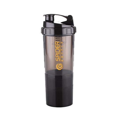 ATTRO 300ml Shaker Bottle with Storage, BPA-Free Plastic, Leakproof Gym Cup, Spider Design