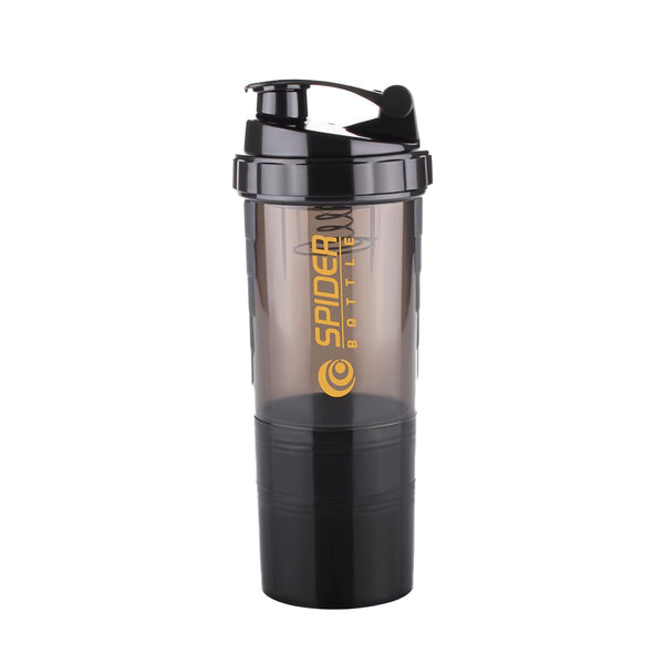 ATTRO 300ml Shaker Bottle with Storage, BPA-Free Plastic, Leakproof Gym Cup, Spider Design