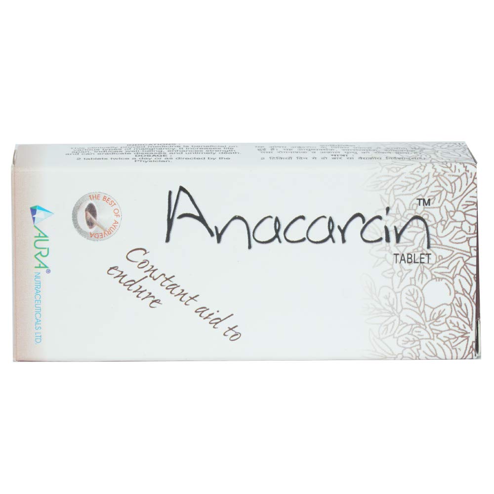 AURA NUTRACEUTICALS LTD Anacarcin Tablets, 30 Count, Herbal Ayurvedic Supplement - front view