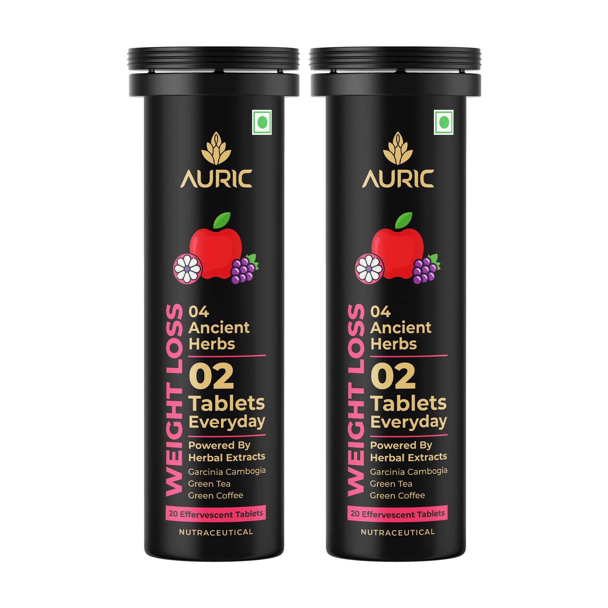 Auric Get Slim Effervescent Tablets, Green Coffee, Green Tea, Grape Seed & Garcinia, Unisex Adult Supplement (17)