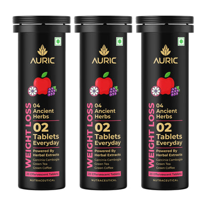 Auric Get Slim Effervescent Tablets, Green Coffee, Green Tea, Grape Seed & Garcinia, Unisex Adult Supplement (19)
