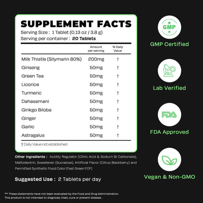 Auric Liver Supplement | 20 Tablets Fizzy Water with 10 Ayurvedic Herbs | Clinically Researched Therapeutic Ingredients | Dro