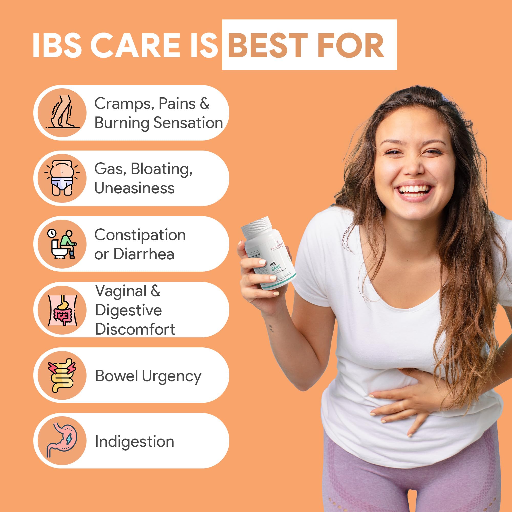 Autoimmunity Care IBS Care 3-in-1 Gut Health Supplement with Probiotics & Digestive Enzymes, 60 Vegetarian Capsules - close-u