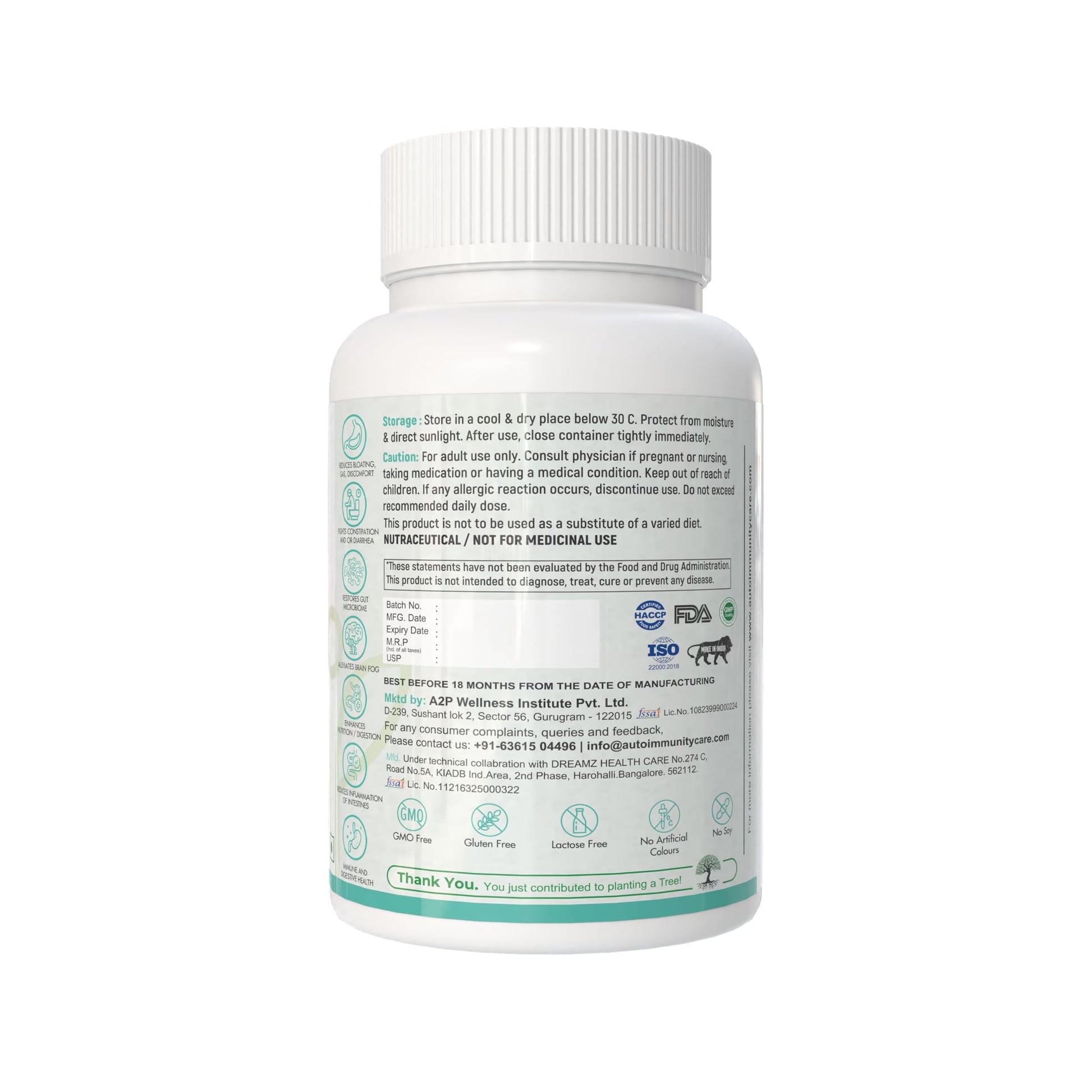 Autoimmunity Care IBS Care 3-in-1 Gut Health Supplement with Probiotics & Digestive Enzymes, 60 Vegetarian Capsules - size an