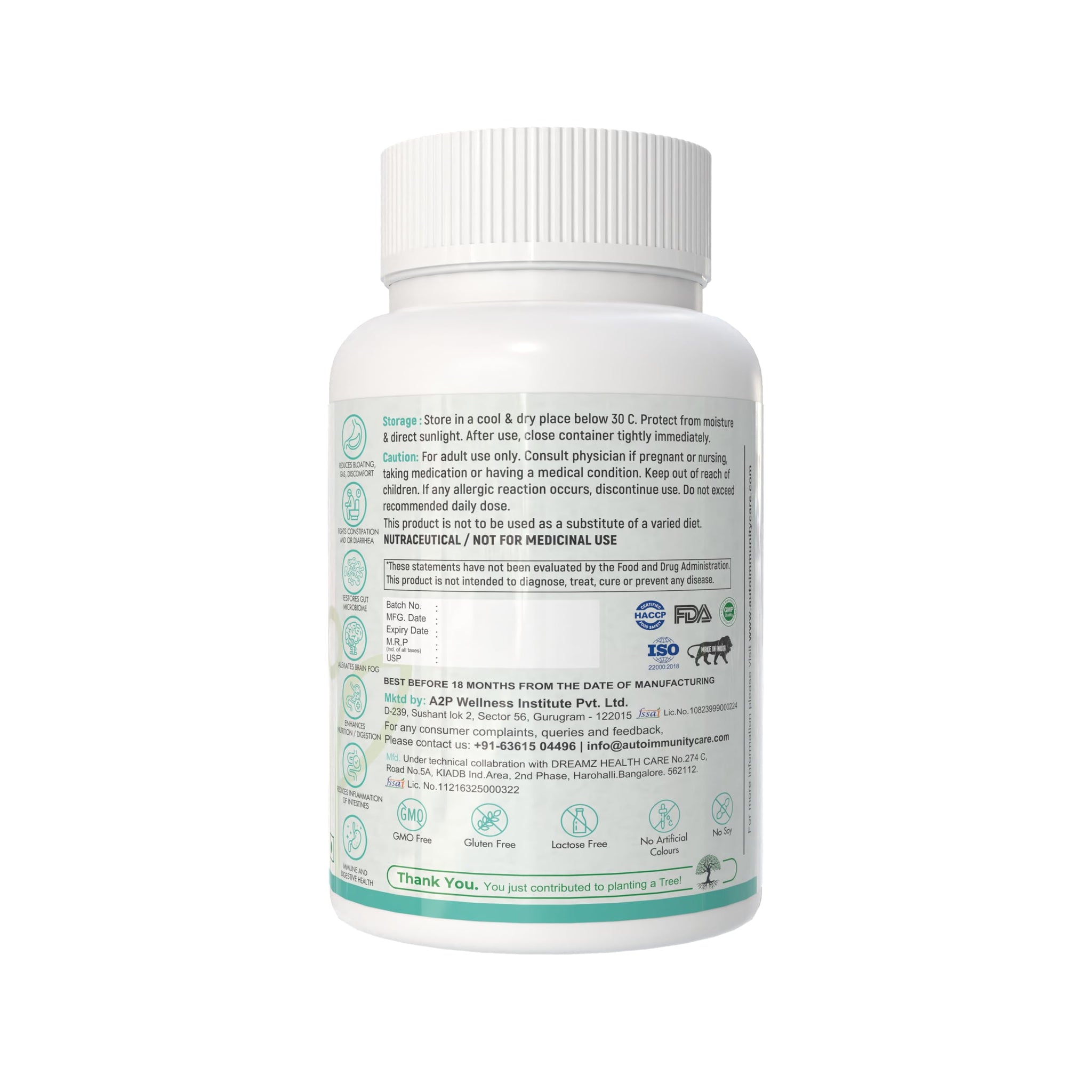 Autoimmunity Care IBS Care 3-in-1 Gut Health Supplement with Probiotics & Digestive Enzymes, 60 Vegetarian Capsules - size an
