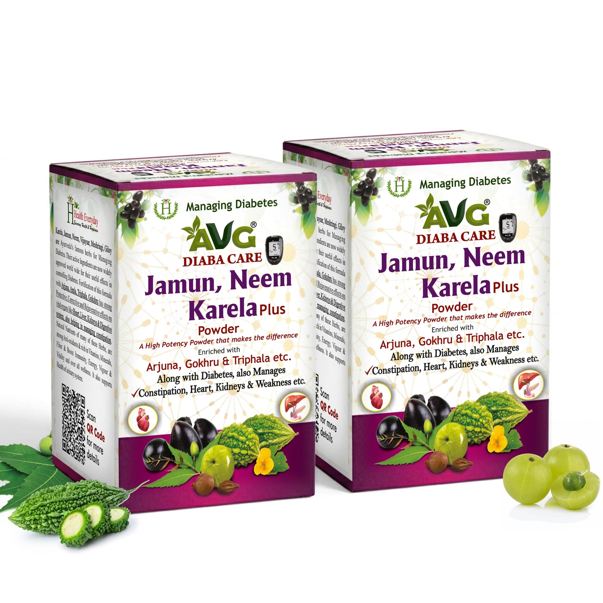 AVG Health Organics Diaba Care Karela Jamun Neem Powder, Ayurvedic Herbal Blend, AYUSH & GMP Certified (10)