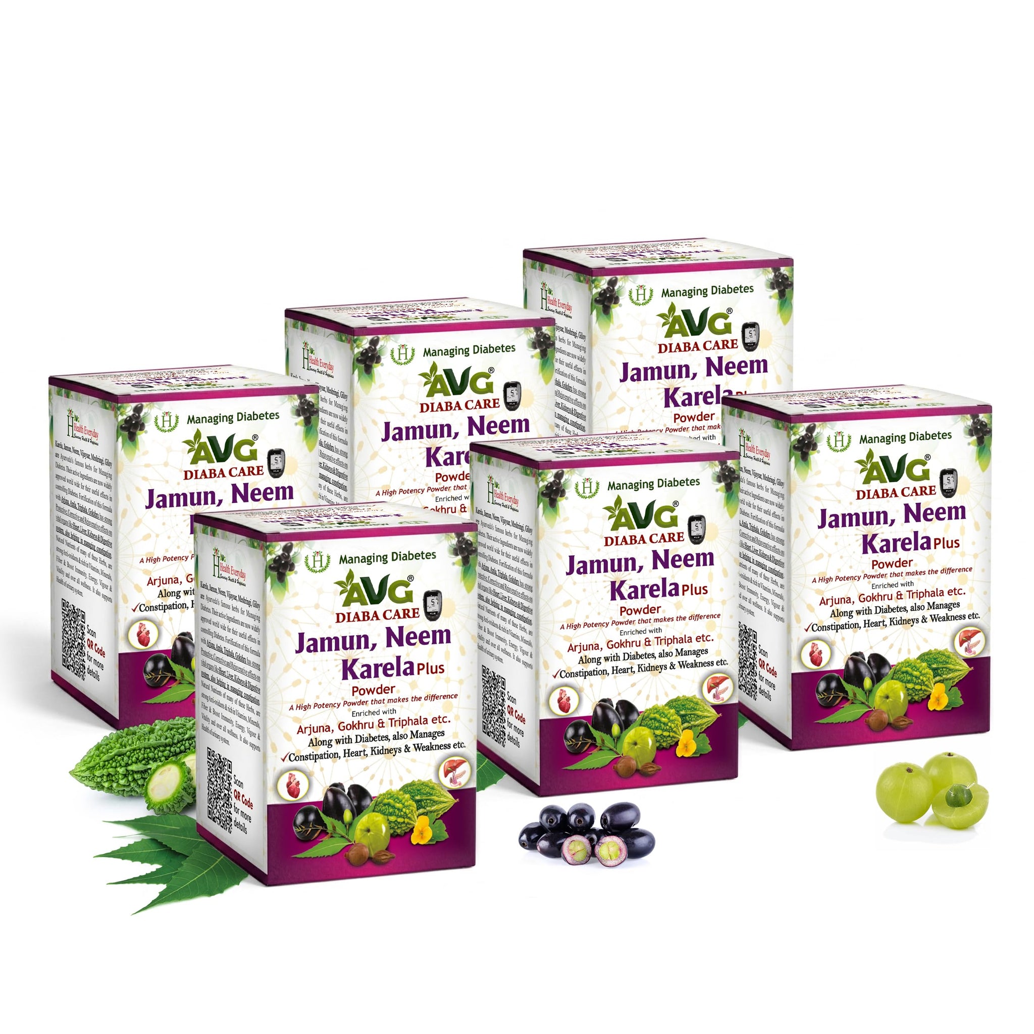 AVG Health Organics Diaba Care Karela Jamun Neem Powder, Ayurvedic Herbal Blend, AYUSH & GMP Certified (12)