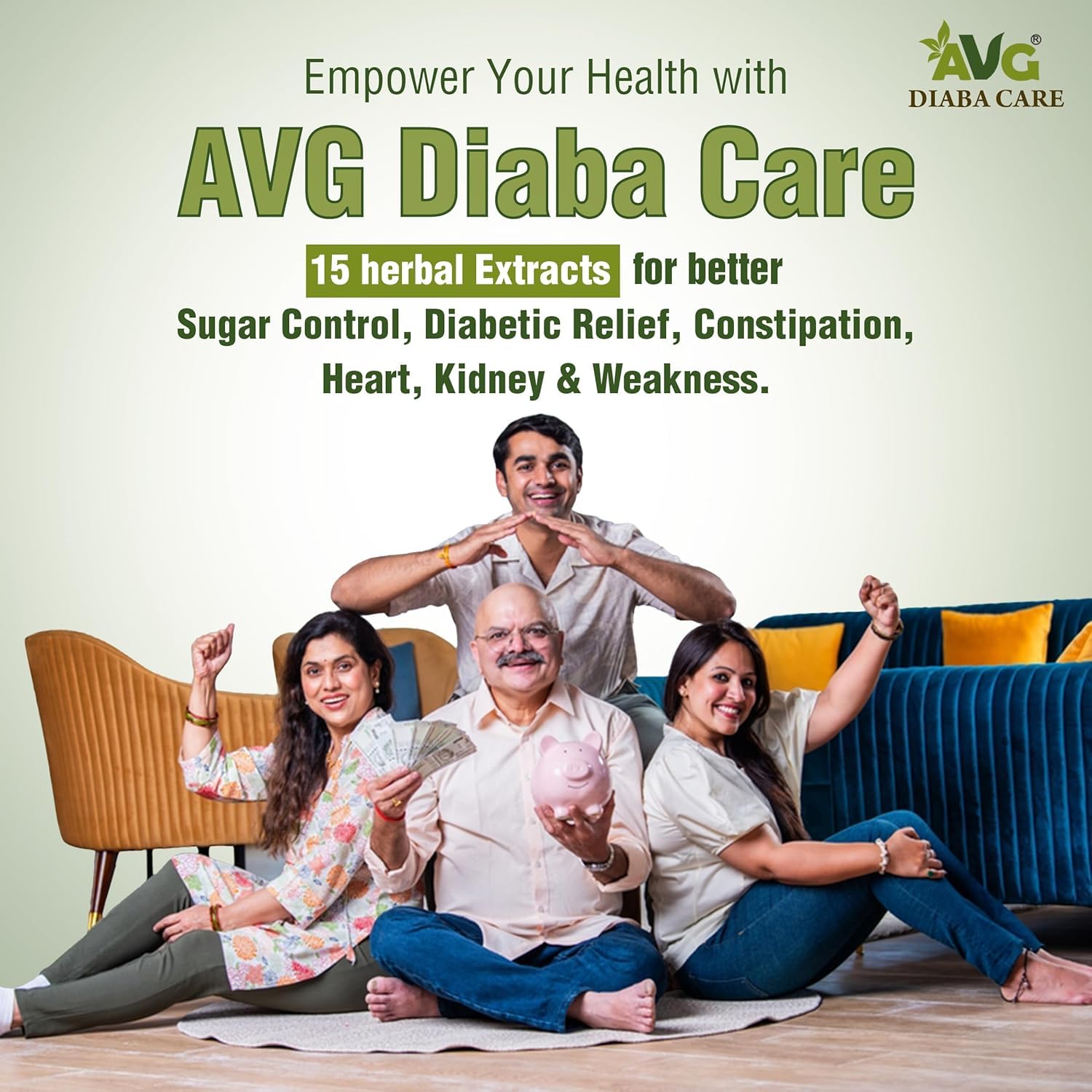 AVG Health Organics Diaba Care Karela Jamun Neem Powder, Ayurvedic Herbal Blend, AYUSH & GMP Certified - back view (13)