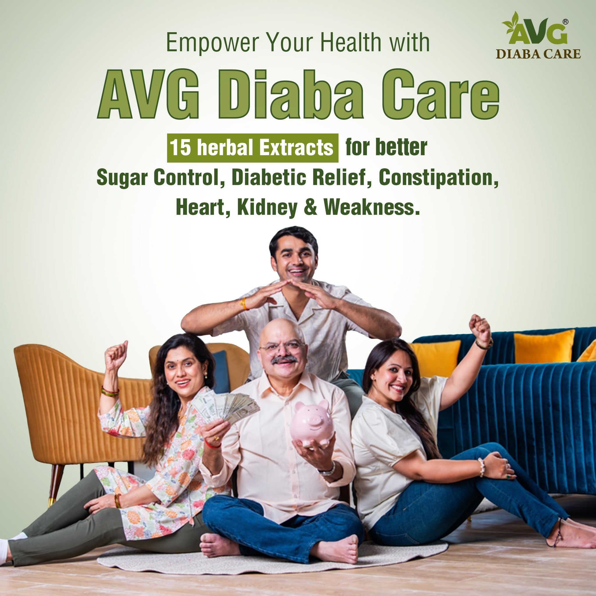 AVG Health Organics Diaba Care Karela Jamun Neem Powder, Ayurvedic Herbal Blend, AYUSH & GMP Certified - back view