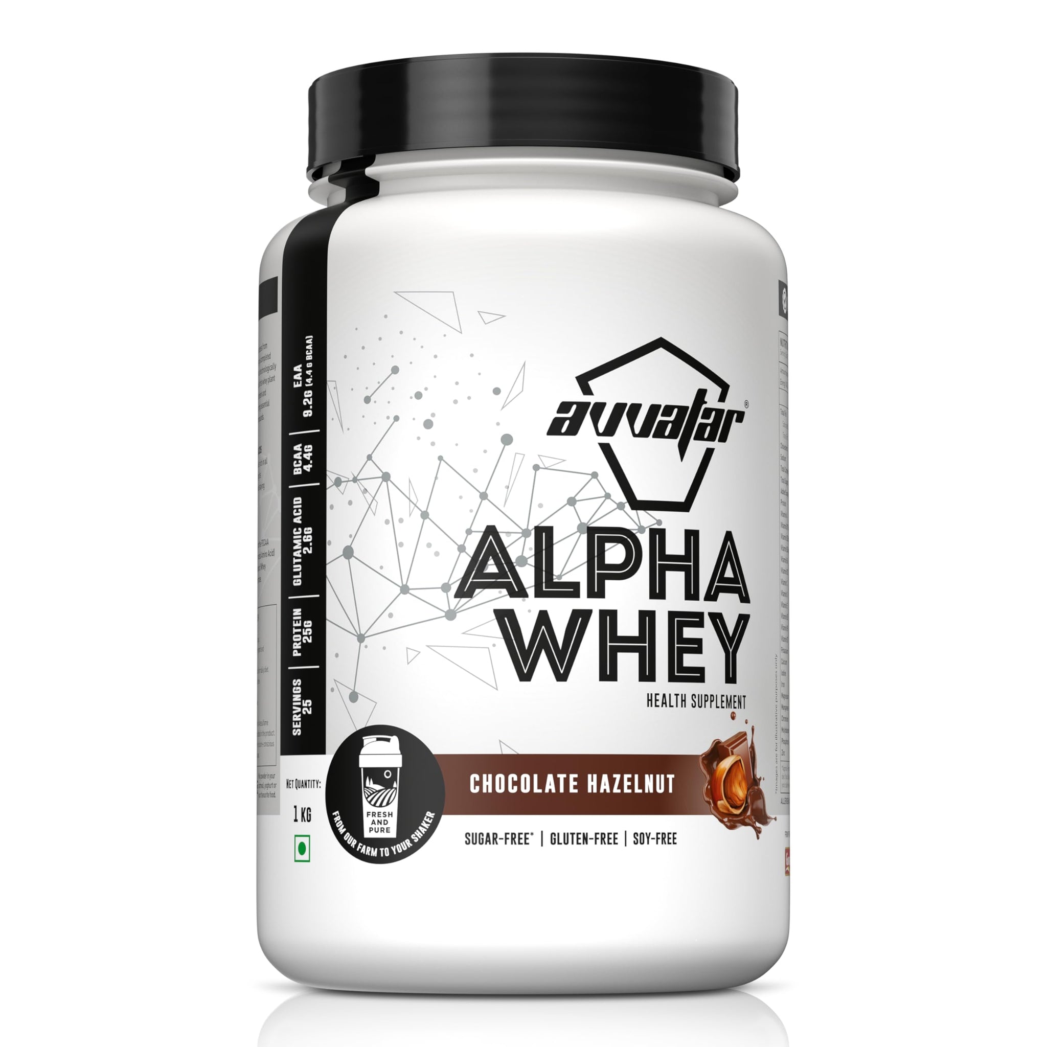 avvatar Alpha Whey Protein Powder, 1kg, 25 Servings, with Whey and Milk Protein Concentrate, Enriched with Vitamins and Miner