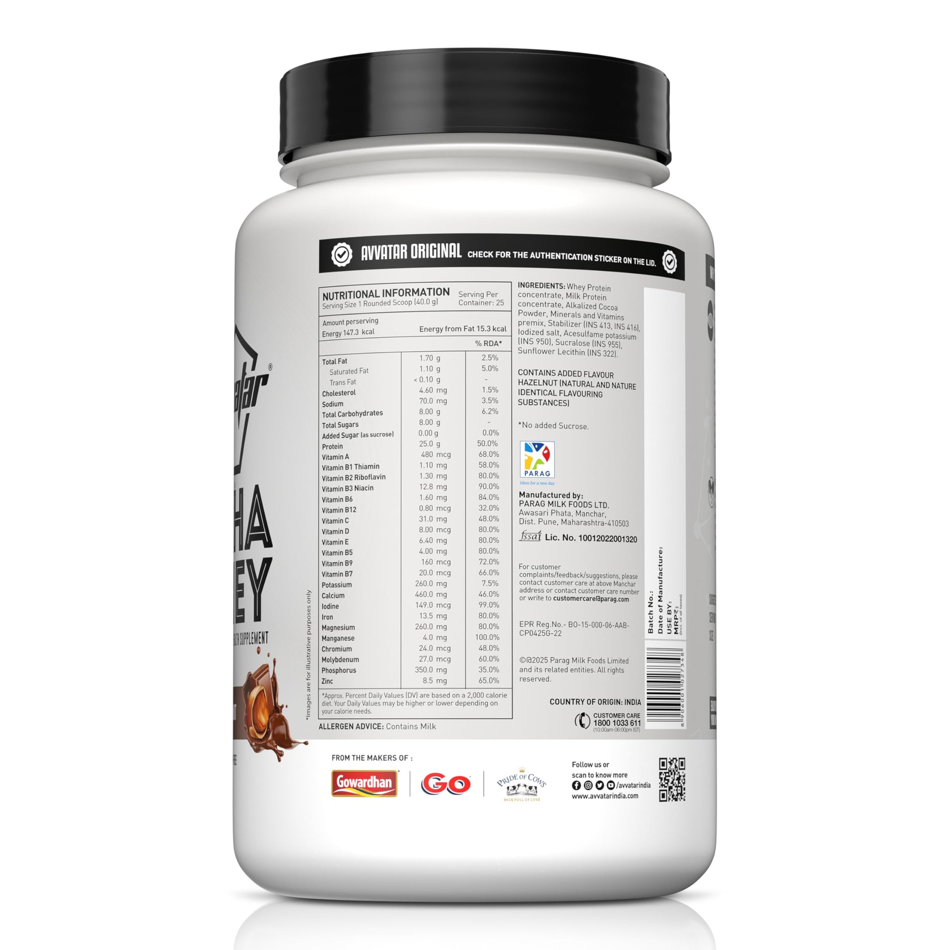 avvatar Alpha Whey Protein Powder, 1kg, 25 Servings, with Whey and Milk Protein Concentrate, Enriched with Vitamins and Miner