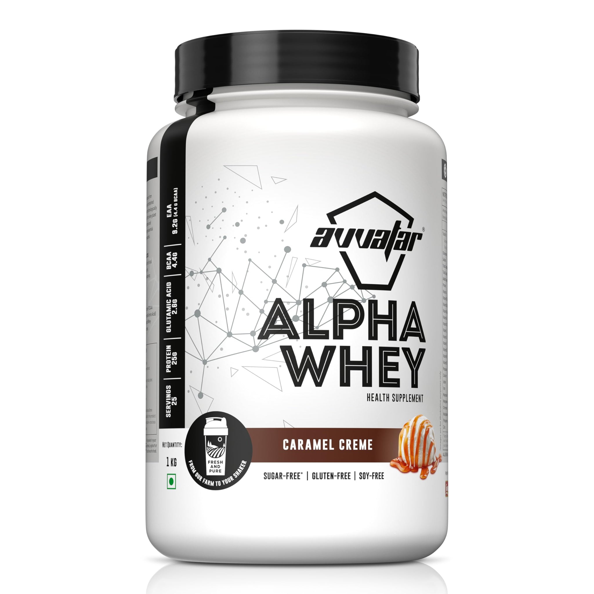 avvatar Alpha Whey Protein Powder, 1kg, 25 Servings, with Whey and Milk Protein Concentrate, Enriched with Vitamins and Miner