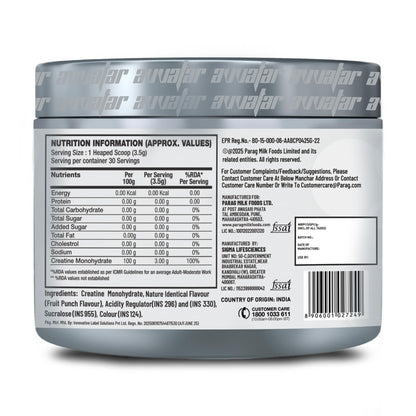 avvatar Creatine Monohydrate Powder, Micronized Formula, Unisex Nutritional Supplement - front view (18)